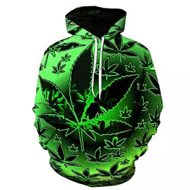 Imagem de BAIBOS 3D Print Weed Hoodies Outono/Inverno Tops Pullover Jaqueta Casual