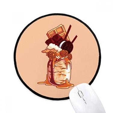 Imagem de DIYthinker Biscuits Garrafa de Chocolate Sorvete Mouse Pad Desktop Escritório Tapete Redondo para Computador