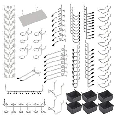 Imagem de Gancho de Metal Pegboard,140 unidades de metal Pegboard ganchos organizador kit conjunto de travas de bloqueio de aplicativos de suspensão