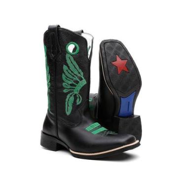 Imagem de Bota Texana Masculina Cocar Preto E Verde - Turuna Boots