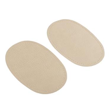 Imagem de Prettyia Cotoveleiras ovais de couro de costura para reparo e decoração de suéteres, jeans e calças, 1 par - Bege