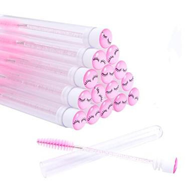 Imagem de 20 pincéis de máscara descartáveis de cílios de diamante Spoolies pincel de maquiagem com escovas de maquiagem em tubos sanitários