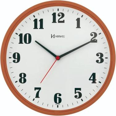 Relógio Parede Sofisticado Retangular Analógico - Marrom - Herweg