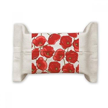 Imagem de Bolsa de linho de algodão com estampa de flores vermelhas de milho