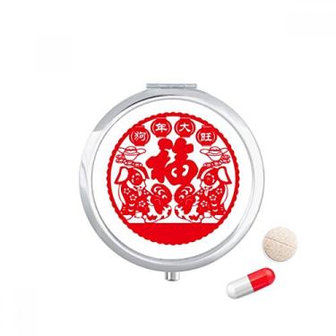 Imagem de Caixa de comprimidos para cães de corte de papel de ano novo chinês, caixa de armazenamento de remédios