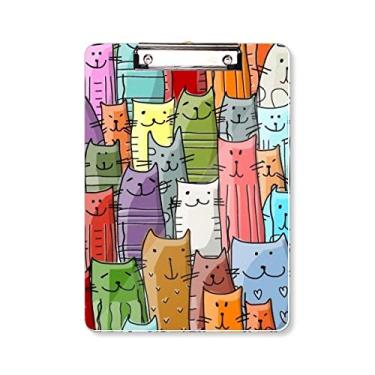 Imagem de Placa de apoio para desenho animado sorrindo fofo gato protege animal de estimação pasta prancheta para escrita A4