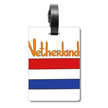 Imagem de Etiqueta de mala com estampa de bandeira nacional da Holanda com etiqueta para cartão de bagagem