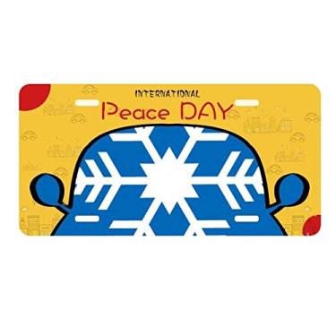 Imagem de DIYthinker Placa de carro com contorno de floco de neve azul esporte de inverno decoração de carro dia da paz