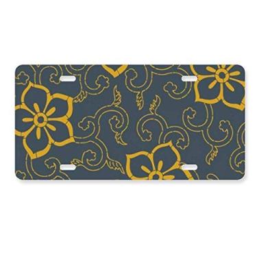 Imagem de DIYthinker Etiqueta de aço inoxidável para decoração de placa de licença com folhas asiáticas estilo japonês chinês