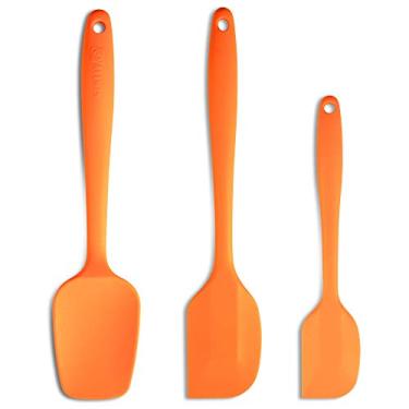 Imagem de ALLWIN-HOUSEWARE Espátula de silicone, conjunto de 3 peças, ergonômicas, resistentes ao calor até 500°C, antiaderentes, com núcleo de aço inoxidável, laranja