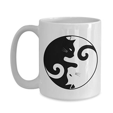 Imagem de Caneca de gato Ying Yang – Caneca de café de cacau quente divertido – ideia de de Natal