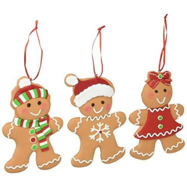 Imagem de Conjunto de 3 enfeites de árvore de Natal de biscoito de gengibre, decoração de Natal adorável