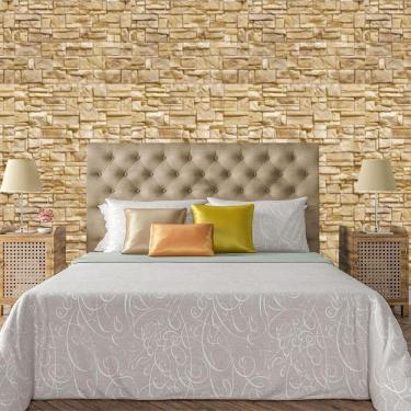 Imagem de Papel De Parede Adesivo Pedra Canjiquinha Rustica Lavável Cozinha 3 Metros