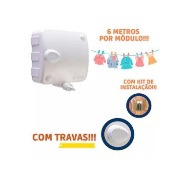 Imagem de Varal Modular Retrátil Recolhível Automático com 1 Módulo 6m