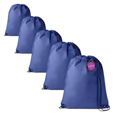 Imagem de Kit 5x Mochilas tipo Saco Gym Sack em TNT Premium 33x40cm Marino TopGet