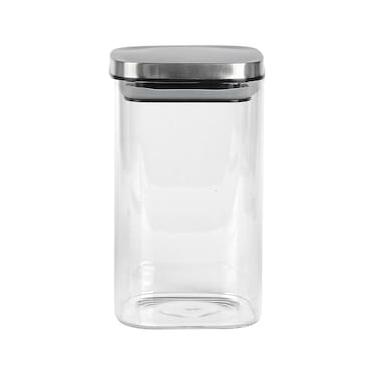 Imagem de Porta Mantimentos Quadrado Dynasty em Vidro Borossilicato com Tampa de Metal Prata – 1,1 L