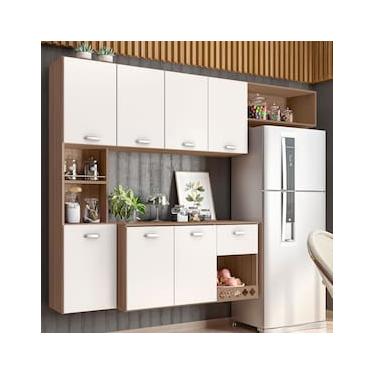 Imagem de Cozinha Compacta Suspensa Poliman Mila com 7 Portas, 1 Prateleira e 1 Gaveta - 180cm de largura
