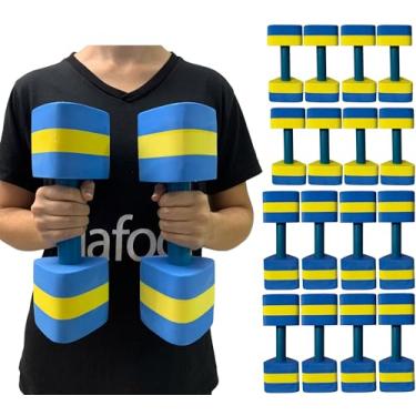 Imagem de Kit 8 Pares Halteres Aquáticos em EVA P 1-2kg e M 2-3kg Azul/Amarelo Dafoca Sports