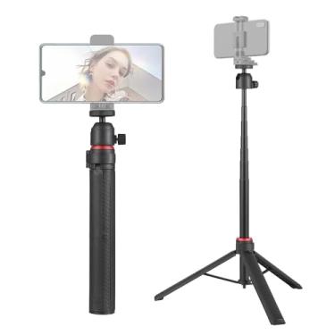 Imagem de CIADAZ Tripé de mesa multifuncional Selfie Stick de 147 cm / 57,87 pol. 6 seções 2 kg / 4,40 lbs Capacidade de carga 360 ° giratório com parafuso roscado de 1/4 pol. para live/vlog/vídeo/conferê