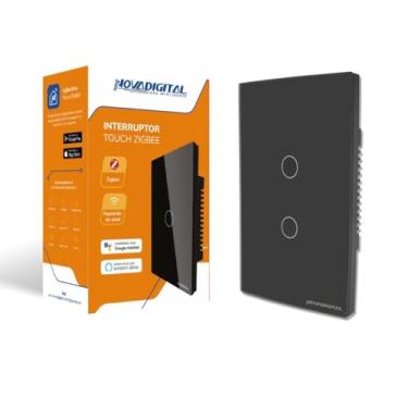 Imagem de Interruptor Zigbee Touch 2 Teclas Google Tuya Alexa Preto
