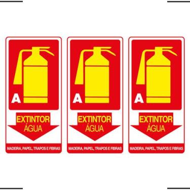Imagem de Combo 3 Placas De Sinalização Extintor A Água Madeira, Papel, Trapos E