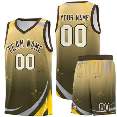 Imagem de Camiseta de basquete personalizada para homens mulheres jovens, shorts de basquete personalizados com logotipo do número do time, Cáqui e verde amygreen-32, Tamanho Único