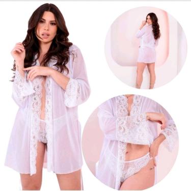 Imagem de Robe Feminino em tule c/renda que acompanha uma Calcinha Rendada