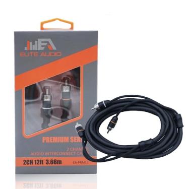 Imagem de Elite Audio Cabo RCA de áudio automotivo de 2 canais da série Premium de 3,6 m – blindagem dupla, cobre livre de oxigênio, cabo de áudio com redução de ruído para amplificadores, subwoofers,