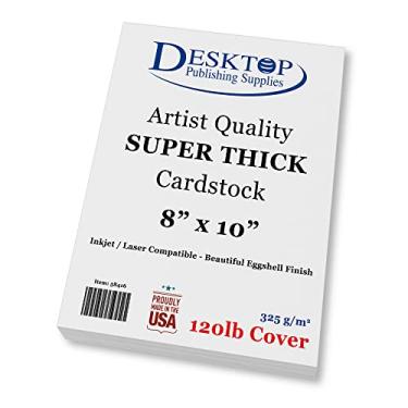 Imagem de Cartolina branca de 20,32 x 25,4 cm – Papel super grosso em branco – 50 folhas – Acabamento de casca de ovo de qualidade de desenho artístico – Capa de cartão de 54 kg para impressora a jato de tinta e laser