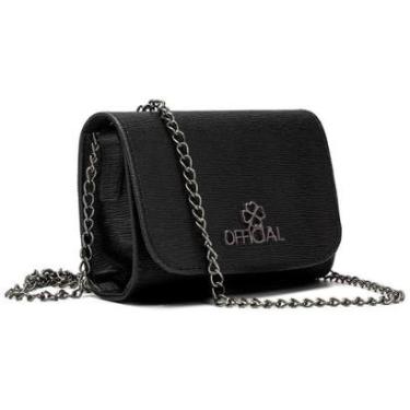Imagem de Bolsa Feminina Baú Angico Preta com Corrente Prateada-Feminino