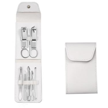 Imagem de Conjunto de cortador de unhas prateado, colher de orelha, alicate de águia, tesoura de sobrancelha, kit de ferramentas de corte de manicure, 8 peças, prata