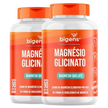 Imagem de Magnésio Glicinato, Quelato, 350mg de magnésio elementar, 90 Cápsulas, Bigens (Kit 2)