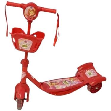 Imagem de Patinete Infantil Com Cesta 3 Rodas Luz de Led e Som Musical (Vermelho) - YODHE