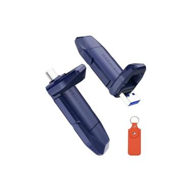 Imagem de Pen drive de estado sólido MOVE SPEED 2 TB, velocidade de leitura de 1.000 MB/s, SSD com interface dupla USB 3.2 2ª geração e tipo C, chaveiro de capa de couro, para iPhone 15 e 16/MacBook/Android