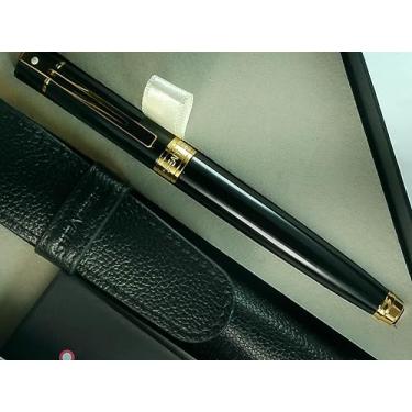 Imagem de Sheaffer Conjunto de presente preto brilhante 300 com caneta dourada e bolsa de couro (caneta fonte, ponta fina)