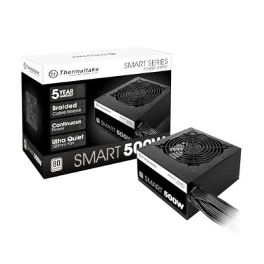 Imagem de Thermaltake Fonte de alimentação Smart 500W 80+ branca certificada, energia contínua com ventilador de resfriamento ultra silencioso de 120 mm, ATX 12V V2.3/EPS 12V Active PFC PS-SPD-0500NPCWUS-W