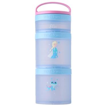 Imagem de Whiskware Disney Princess Frozen, Recipientes empilháveis para bebês, crianças e crianças, 3 copos empilháveis de lanche para escola ou viagem, adequado para fórmula e porta-copos, Elsa e Bruni