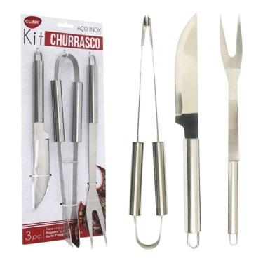 Imagem de Conjunto Para Churrasco Com 3 Peças Em Aço Inox - Clink