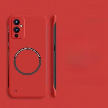 Imagem de Capa de telefone magnética sem moldura de PC rígido para Oneplus 10 Pro 9R 9RT 10R 10T 11 9 8T 7T 8 7 Pro Capa fina fosca, vermelha, para 9R
