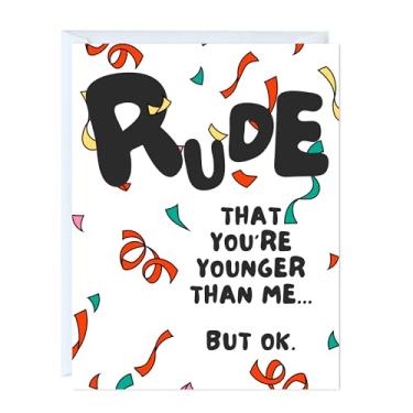 Imagem de Cartão engraçado de aniversário impertinente / Cartão sujo para 18º 16º 21º 30º 40º 50º 60º 65º aniversário / Cartão sarcástico para namorado marido mãe pai namorada esposa / cartão de feliz aniversário (rude você é mais jovem que eu)