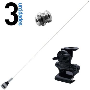 Imagem de Kit Enfeite 3 Antena 1,50m Suporte Bi-Articulado Porta Malas Capô Para