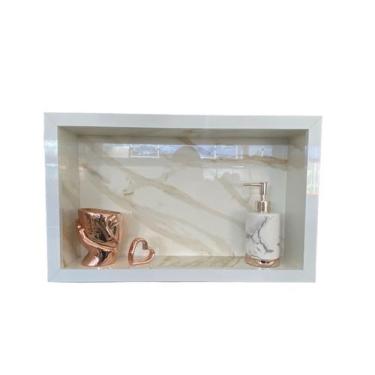 Imagem de Nicho Banheiro Porcelanato Calacata Gold 33x56x11 - Belo Nicho