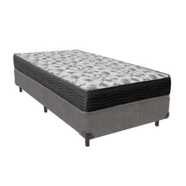 Imagem de Cama Box Solteiro Cinza e Colchão ISO 100 D33 Ortobom