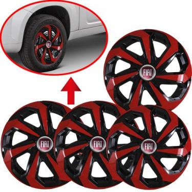 Imagem de Kit 4 Calotas Esportivas Spider aro 14 Vermelha Fiat Idea Punto GrandS