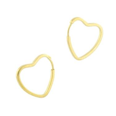 Imagem de Brinco Argola Coração 1.8 Fio Quadrado Ouro 18k 750. Lindo - JOIE JOIA