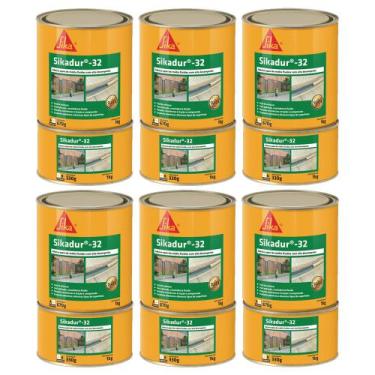 Imagem de Kit 6 Adesivo Epóxi Premium Cola Tudo Sikadur 32 1kg (a+b)