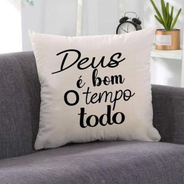 Imagem de Almofada Deus é Bom 40x40cm - Serigrafada Frente e Verso - FASTLAR