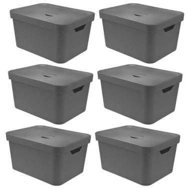 Imagem de 6x Caixa Plastica Multiuso 32L Organizadora OU Cube G Cinza