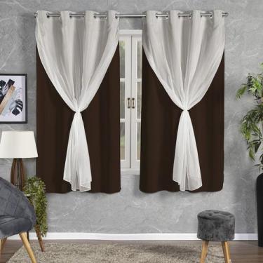 Imagem de Cortina Janela Pequena Tecido Blackout 2,00 x 1,40 Com Voil - MH Enxov