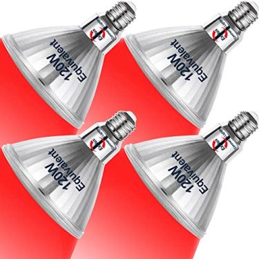 Imagem de Lâmpadas LED PAR38 Explux Full Glass para ambientes externos, equivalente a 120 W, à prova de intempéries e antienvelhecimento, regulável, refletor de cor vermelha, pacote com 4